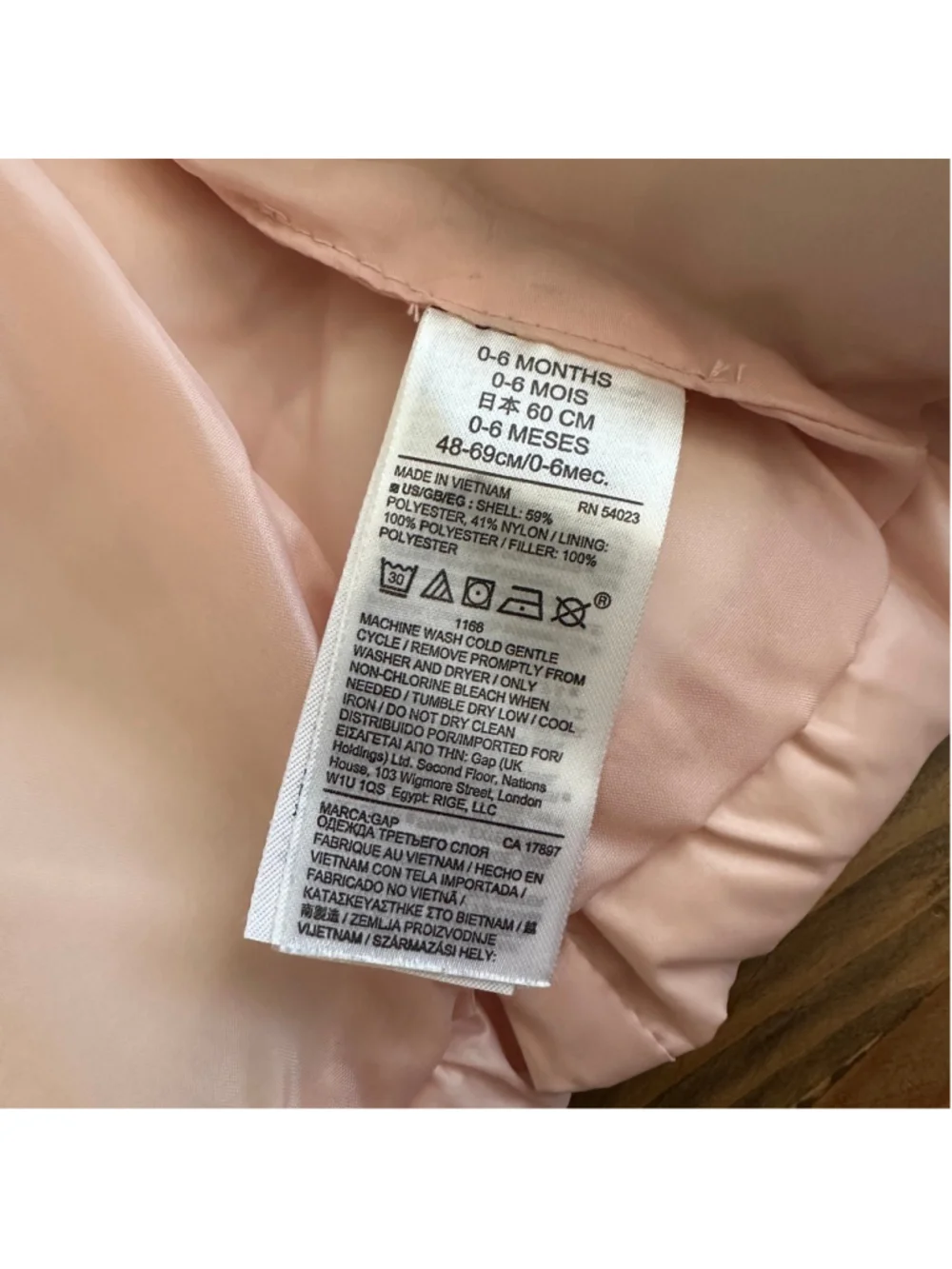 Baby Gap Pink Puffer Vest 0-6 Months Bow Detail Snap Front